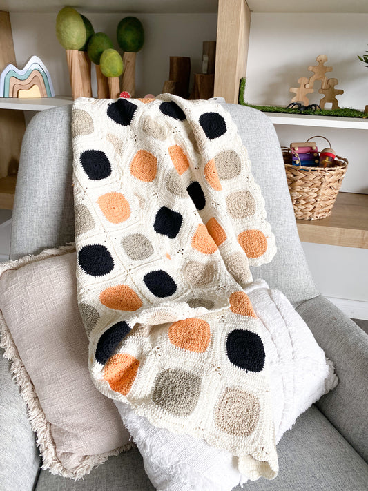 Tri colour crochet baby blanket